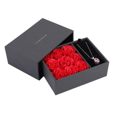 China Recycled Materials Wholesale Romantic Valentine's Day Custom Logo Luxury Long Drawer Artificial Flower Box Gift for sale