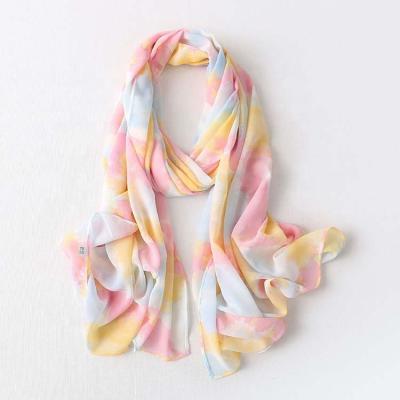 China Factory Wholesale Muslim 100% Polyester Ladies Tie Dyed Heavy Chiffon Scarf Chime Hot Sale Malaysia for sale