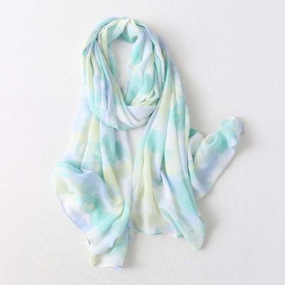 China 100% Polyester Factory Chinese Supplier Women Fashion Muslim Tie Dyed Candy Color Beautiful Chiffon Scarf for sale