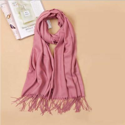 China Whosale Winter Pashmina Daily Scarf Chatter Plain Tassel Shawl Long Wrap Hijab Scarves For Women for sale