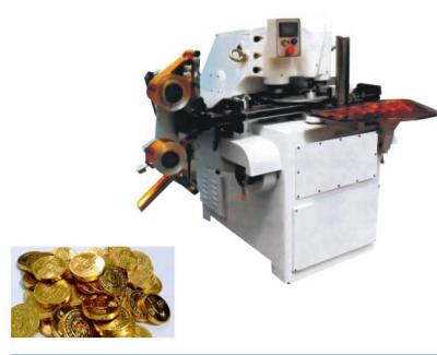 China Newest Style Food Chocolate Foil Wrapper Gold Coin Press Machine Chocolate Wrapping Machine for sale