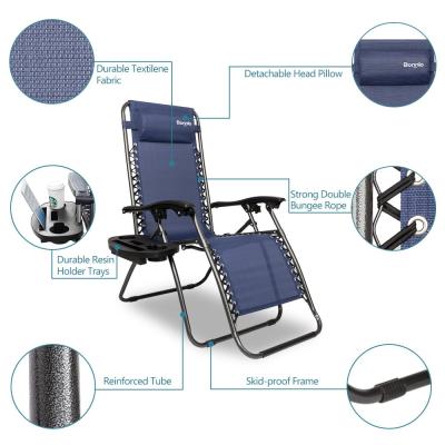 China DurableSoft Adjustable Outdoor Recliner Patio Weightless Folding Chair with Cup Holder Te koop