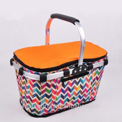 China Portable Insulated Cooler Bag Fabric Picnic Baskets With Handles Collapsible Picnic Basket for sale