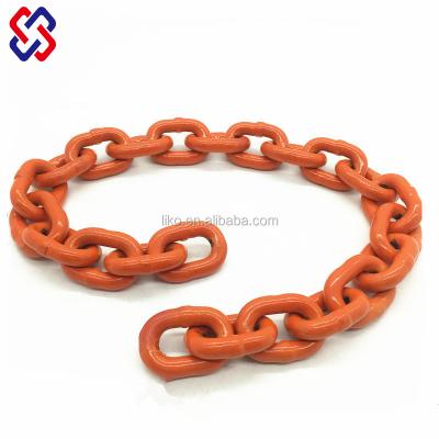 China Plastic Coated High Tensile Lifting Chain Hoist 6x18.5mm Grade 80 Standard Round Link Chains Manufacture for sale