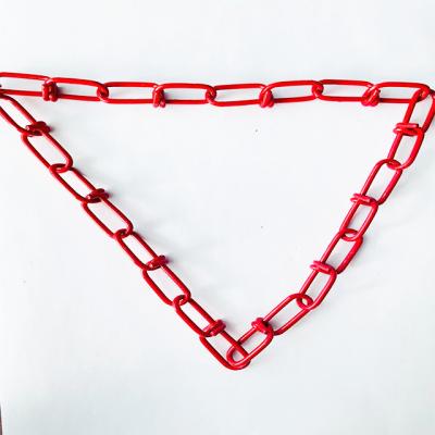 China Widely Used DIN5686 Carbon Steel Galvanized Painted Red Knotted Link Chain Double Loop Chain for sale