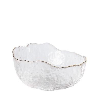 China Hammer Phnom Penh Glass Salad Bowl Fruit Dish Dessert Viable White Japanese Creative Nordic Home Large Clear Bowl for sale