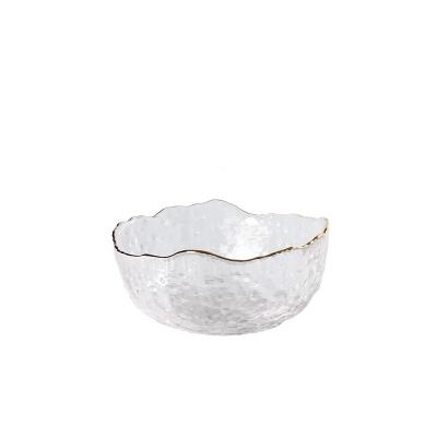 China Hammer Phnom Penh Glass Salad Bowl Fruit Dish Dessert Viable White Japanese Creative Home Nordic Small Clear Bowl for sale