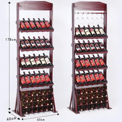 China Eco-friendly Wholesale Wooden Wine Bottle Display Stand Display Rack for sale