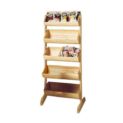 China Wood Shelf Display Wood Retail Displays With Angled Shelves for sale