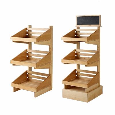 China Wooden Shelf Display 3 Tier Bin , Floor Standing Display for sale