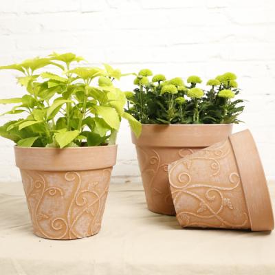 China 8 Inch Modern Round Outdoor Medium Planter Garden Plastic Plant Flower Pots For Wholesale for sale