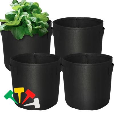 China Breathable Soft Woven Fabric Heavy Duty Handle Felt Non Grow Garden Planter Pots Bags for sale