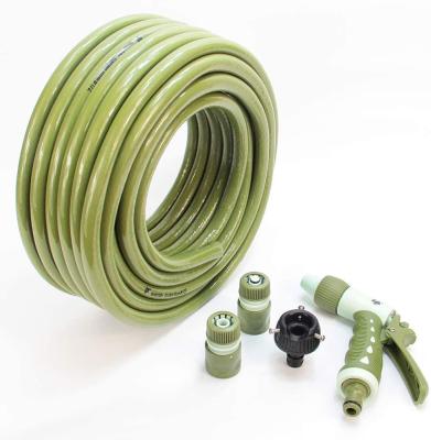 China 20M 1/2 Inch Anti-UV Water Pipe Set Heavy Duty Green Durable Flexible Garden Water Hose for sale