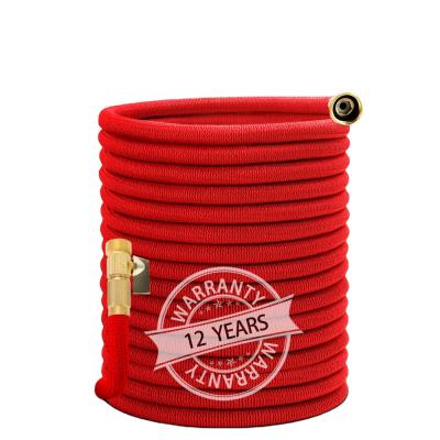 China Amazon Seller Flexible Light Weight 100ft Red Expandable Garden Water Hose With Heavy Duty Brass Connectors for sale