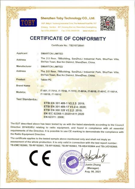 CE - Shenzhen Smartcn Technology Limited