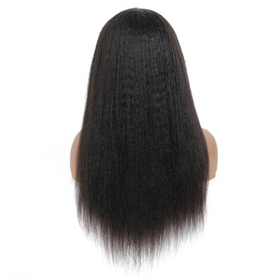 China New Arrival Brazilian Virgin Hair Yaki 4*4 Lace Closure Soft Thick Sheer Straight Straight Wig, Grade 10A Cuticle Aligned Hair Lace Front Wigs Wholesale for sale