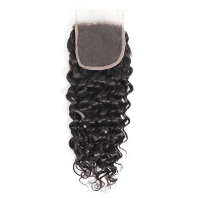 China Deep Wave Lace Front Closure Virgin Hair Cuticle Regular Wave Aligned 4x4 2x6 5x5 13x4 13x6 6x6 7x7 360 Lace Frontal Closure Brazilian Hair for sale