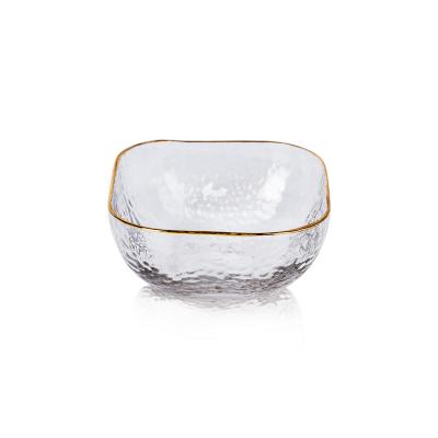 China Viable Japanese Colors Glass Salad Bowl Gold Inlay Sauce Bowl For Ice Cream Fruit Sala Kitchen Supplies for sale