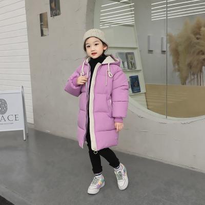 China Factory Outlet Children Solid Color Parker Jacket Kids Winter Girls Breathable Hooded Padded Boys Thickened Warm Zipper Padded Jacket for sale