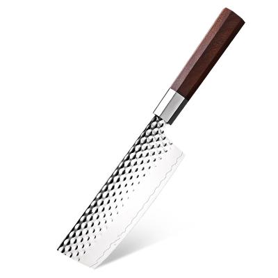 China New Durable Three-Layer Compound Steel Handmade Forged 7.5 Inch Nakiri Knife Cutting Cleaver With Octagonal Rosewood Handle for sale