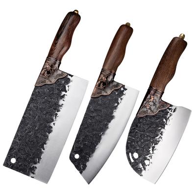 China 50Cr15MoV Viable Forged Steel Double Horse Hard Forged Multifunctional Chinese Kitchen Knives Cutting Meat Slices Wenge Handle for sale