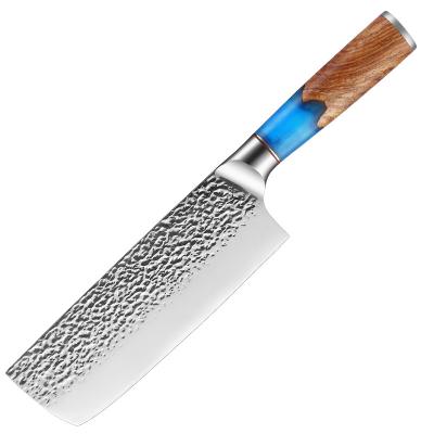 China Special Knives Blue Resin Color Resin Color Special Knives Chef Knives 5Cr15 Style Hammer Small Viable Fast Sharp Kitchen Knife Durable Wood for sale