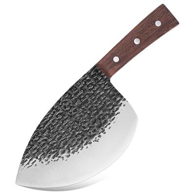 China Viable Sharp Sharp High Carbon Steel Hand Forged Wooden Butcher Knife 5Cr15 Meat Cleaver Chicken Wing Handle Kitchen Chef Cleaver Knife for sale