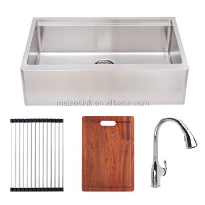 China Without Apron Hot Sale USA Faucet Handmade Stainless Steel Kitchen Sink With Single Bowl for sale