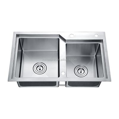 China With Faucet Amazon Popular High Quality Double Bowls Sink Topmount Stainless Steel Kitchen Sink for sale