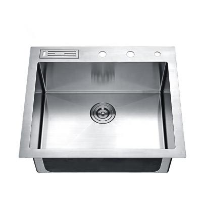 China Faucetless 26 Inch Topmount Drop-in Stainless Steel 18 Gauge Single Bowl Kitchen Sink With 3 Faucet Holes for sale