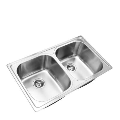 China Without Faucet Asia Hot Sale 35 Inch Undermount Double Bowl Kitchen Sink Stainless Steel Sink Barsink Handmade Cheap Modern Dishwasher Sink for sale