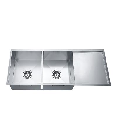 China Without faucet AU cUPC 304 undermount bowl drain panel kitchen sink hot sale stainless steeldouble size 1140X440X230mm for sale