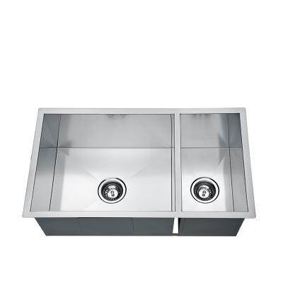 China Without Undermount Modern Zero Radius 16-Gauge Stainless Steel Kitchen Sink Size 600X440X230mm Double Bowl Faucet AU Hot Sale for sale