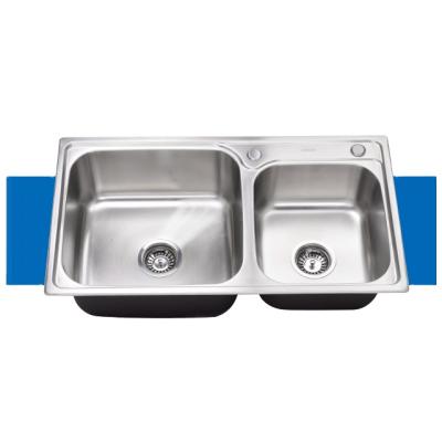 China Without Faucet Stainless Steel Handmade Double Bowl Kitchen Sink Low Price Pulled Wholesale Sink for sale