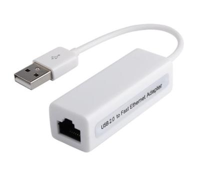 China Desktop High Speed ​​White USB 2.0 RJ45 To LAN Network Fast Ethernet Adapter Card 100Mbps For PC for sale