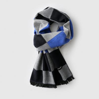 China Warm Sale Cotton Cashmere Scarf Men Winter Luxury Wool Check Soft Scarf for sale