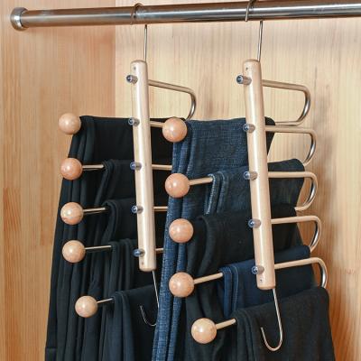 China Traditional Magic Foldable Multifunctions 5 Layers Show Hangers Trouser Scarf Tie Trouser Rack for sale