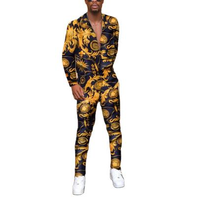 China New2022 Men'sCasual Wholesale WaiianShirt and PantsSet CheapLong SleeveSet ha Print Two Piece QUICK DRY for sale