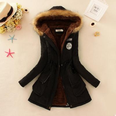 China Winter Coldker Women's Fur Hooded Thin Parka Anti-wrinkle Warm Collar Coat Long Outwear Jacket for sale