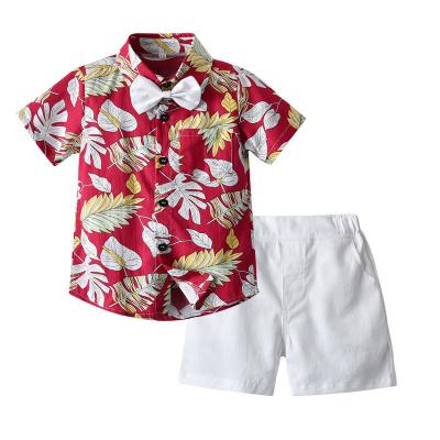 China Summer fashion smart casual short sleeve bow tie shirt set boys casual clothes set boys clothing set for sale