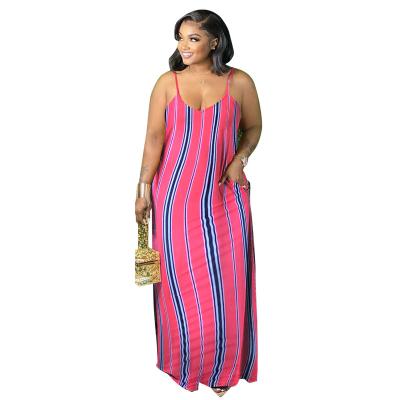 China Hot Sale Summer Anti-Static Printing Spaghetti Tie Fat Plus Size Long Dress for sale