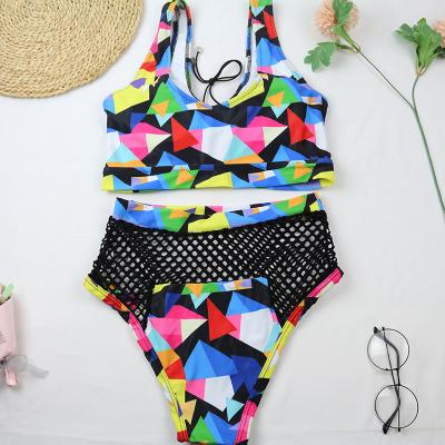 China New Style Breathable Swimsuit 2-Piece Slit Body Wholesale New Style Bikini Network Triangle Bikini European Hot Bikini for sale