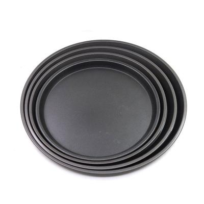 China 9 10 11 Custom Non-Stick Stocked 12 Inch Black Bakeware Pizza Tray Pan Cake Pans for sale