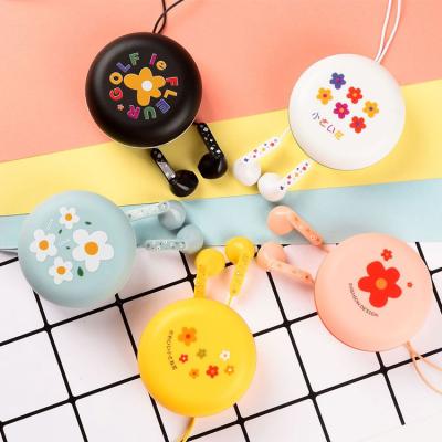 China Stereo Sound Cartoon Flower Macaron Earphone 3.5mm In-Ear Headphones with Mic Case for Phone Girls Kid Child Student Gift for sale