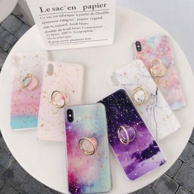 China Phone Case Starry Marble Epoxy Phone Cover Stand / TPU PC Mobile Accessories Case for sale