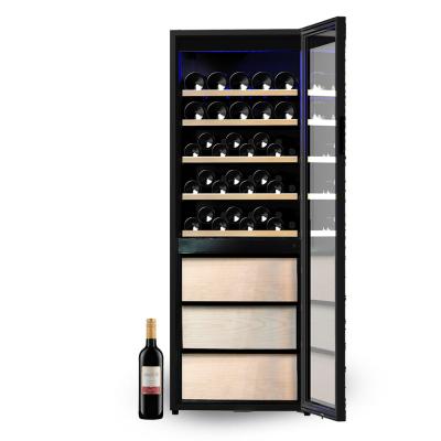 China Digital Temperature Control JOSOO Tea Cabinet Wine Refrigeration Equipment 67bottles Wine Cooler With Beech Wood Shelf for sale