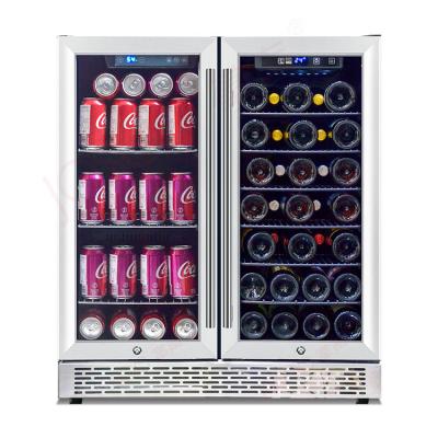 China JOSOO Temperature Control Digital bulit-in cooler single zone or double zone wine compressor beverage fridge cellar 36 72 bottles for sale