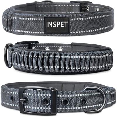 China Reflective Heavy Duty Nylon Dog Collar With Handle Logo Dog Training Neck Collar Custom Made High Quality for sale