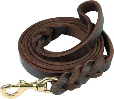 China Padded Braided Leather Dog Leash 6 Foot Dog Lead Traffic Leather Handle For Large Dogs Exercising And Walking for sale