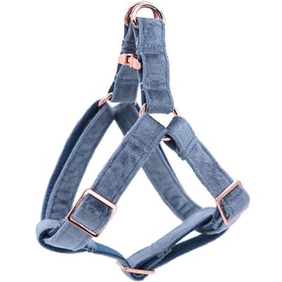 China Padded Wholesale OEM Pull Pet Velvet Strap Dog Halter Harness No Sets Colorful Fashion Adjustable With Heavy Duty Metal Buckle for sale